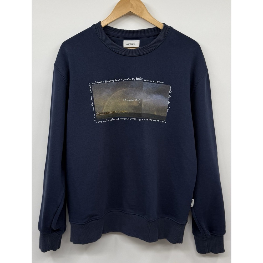 Saturdays New York City Crewneck Graphic Sweatshirt SZ M Coastal Nautical NWOT